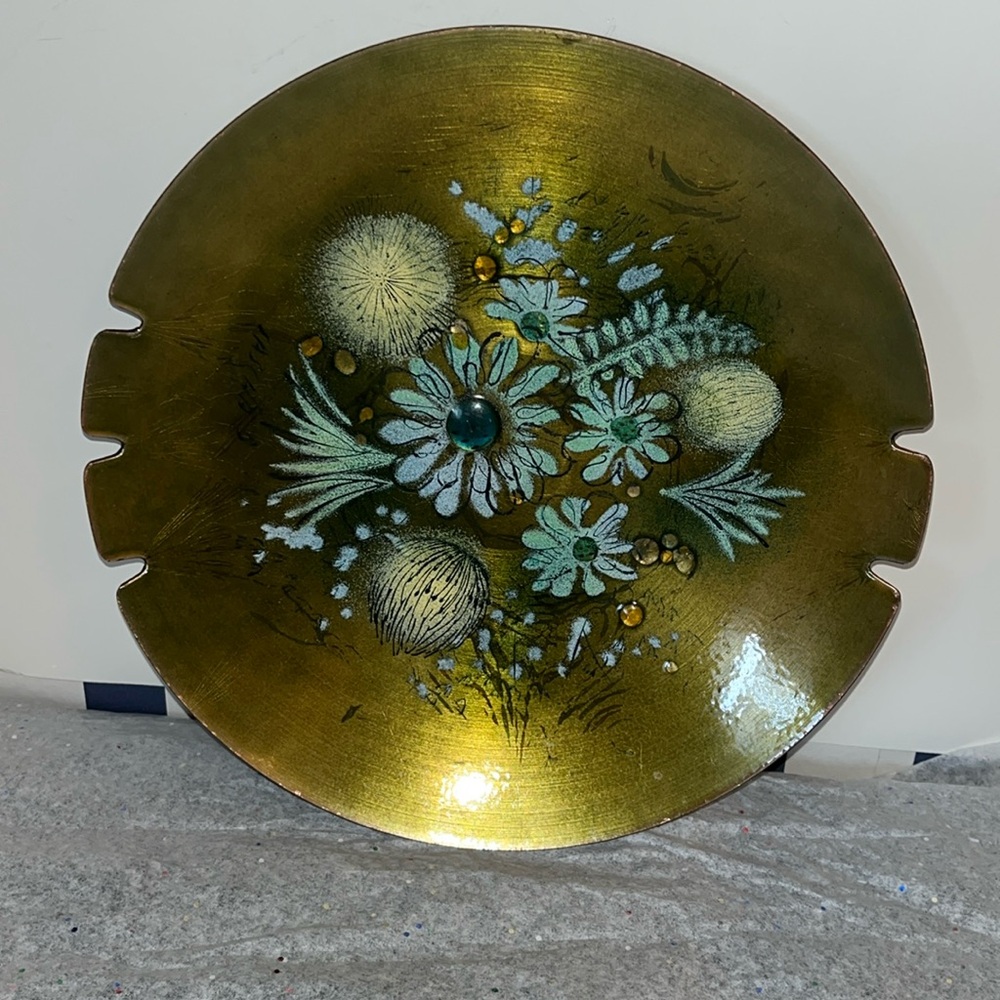 Sasha Brastoff copper and enamel display plate...10” across..vintage